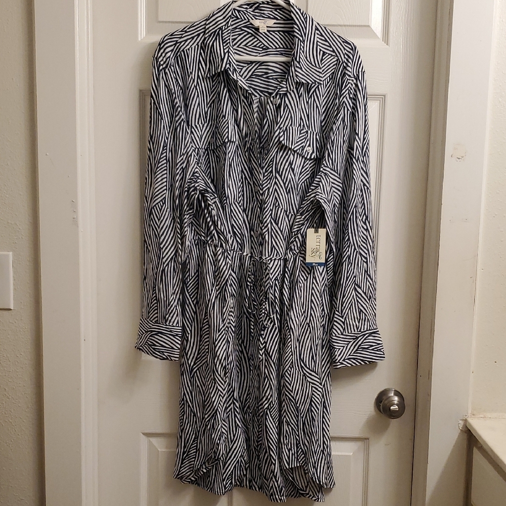 Terra & Sky Zebra Print Long Sleeve Dress